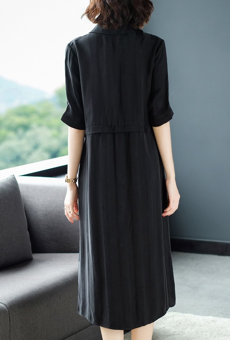 Casual Striped Single-breasted Shirt Dress