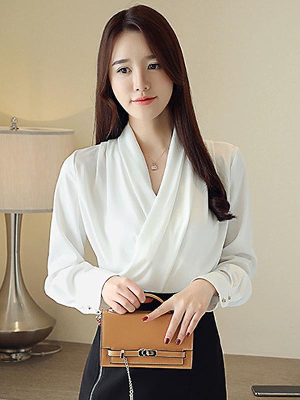 Simple Satin Ruffled Base Shirt