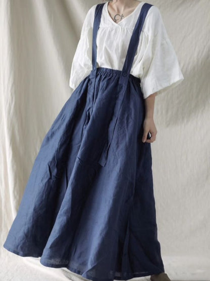 LOOSE JEAN SUSPENDER SKIRT