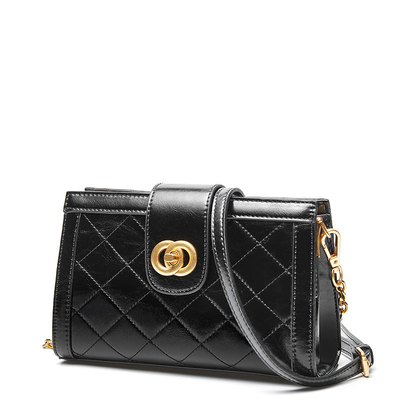 Leather rhombus messenger bag