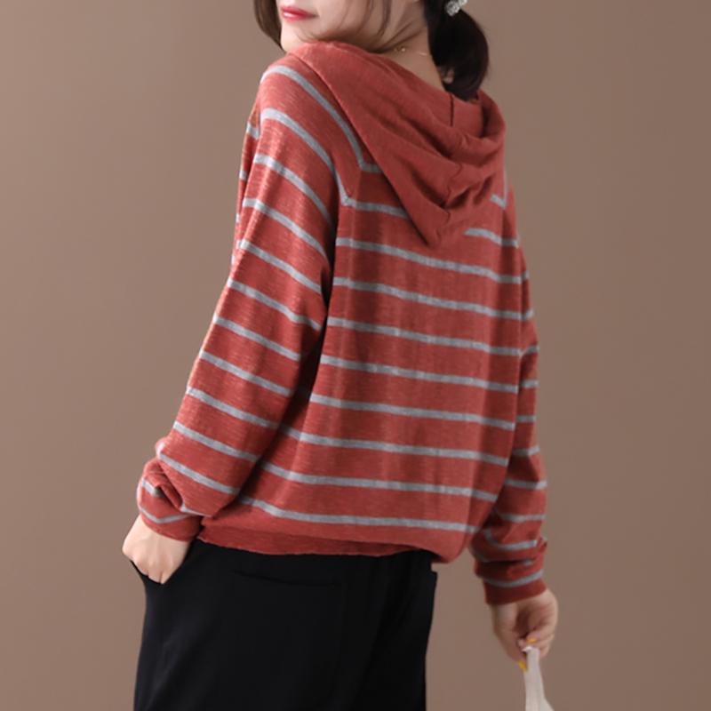 Buykud Soft Comfort Classic Stripe Casual Knitted Hoodie