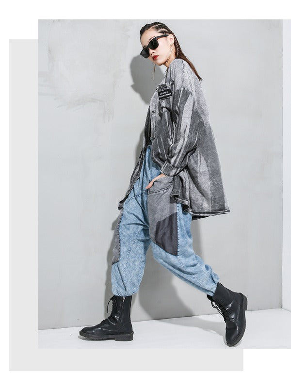 LOOSE WASHABLE CASUAL SPLICING HAREM PANTS