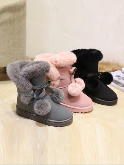 Middle Tube Artificial Fur Fluffy Ball Snow Boots Uggs