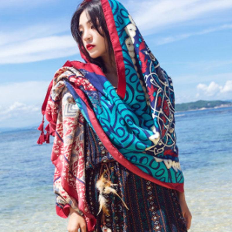 Holiday Women Printing Ethnic Green Scarf