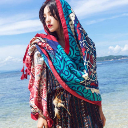 Holiday Women Printing Ethnic Green Scarf
