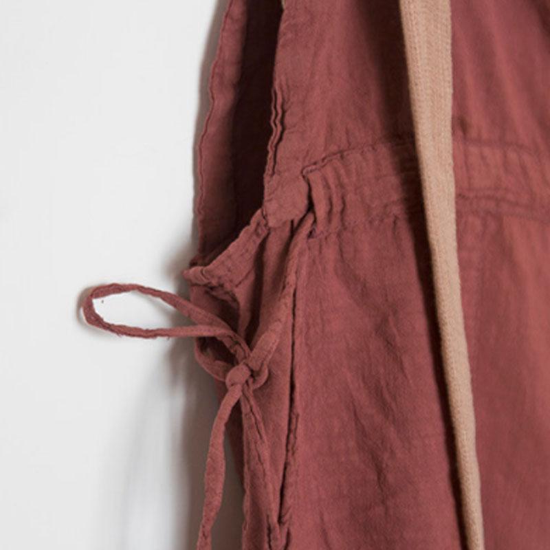 Retro Women Rompers Loose Flax Cotton Jumpsuit