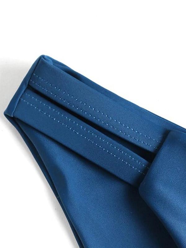 Solid Color Triangles Split Bikini Swimsuit