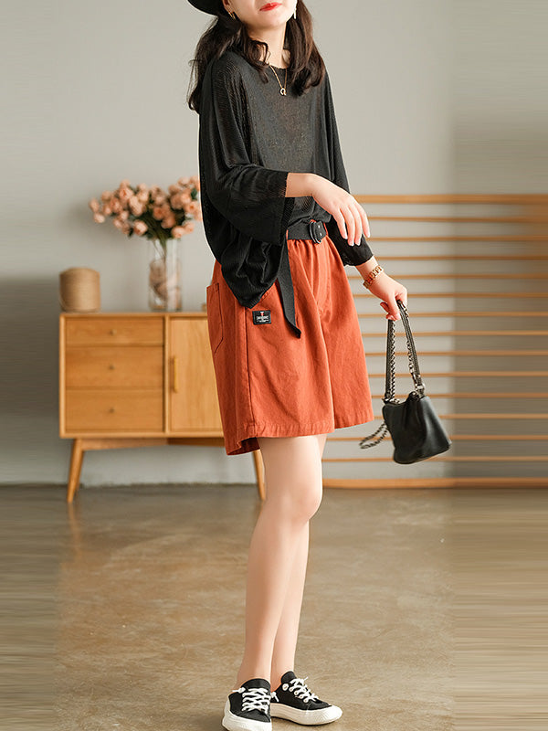 Casual Solid Round-Neck Knitting T-Shirts Tops