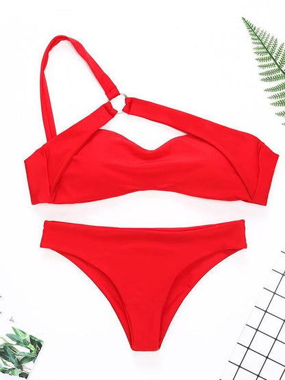 Single Shoulder Bandeau Bikinis Swimwear