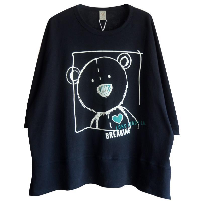 Cotton Loose Print Round Neck Blouse