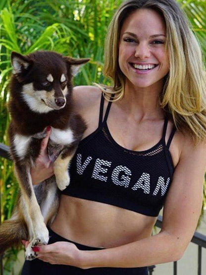 Mesh Letter Printed Sports Bra