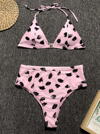 Leopard High Waisted Bikini Swimsuit