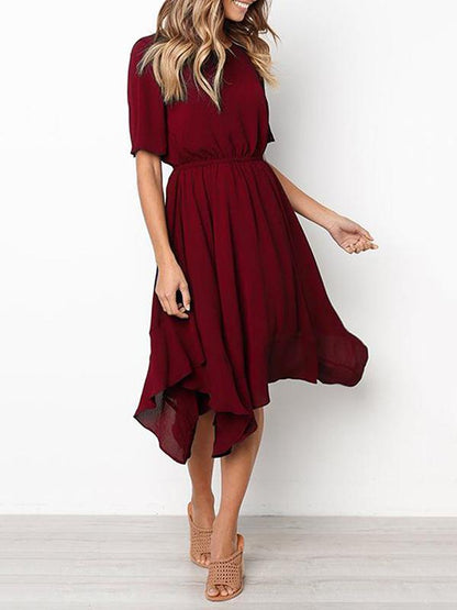 Bohemia Cropped Elastic Solid Midi Dresses