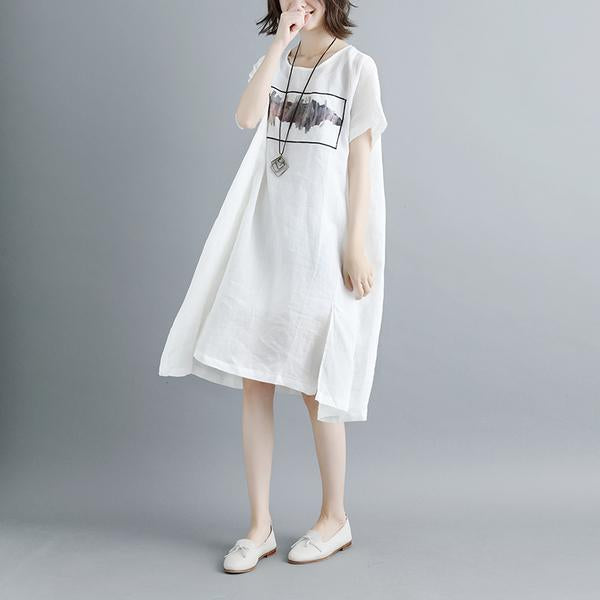 Casual Summer Short Sleeve Black Pockets Slit Dress