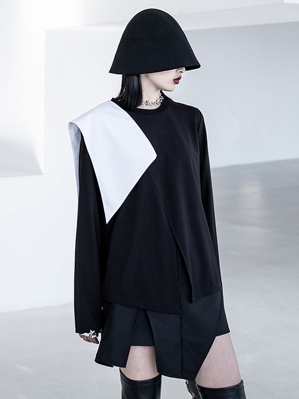 Original Split-Joint Split-Front Long Sleeves T-Shirt Top