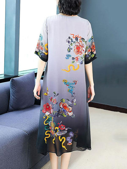 Silk Printed Double Layer Dress