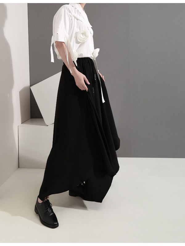 BLACK EMPIRE CASUAL CROPPED WIDE-LEG PANTS