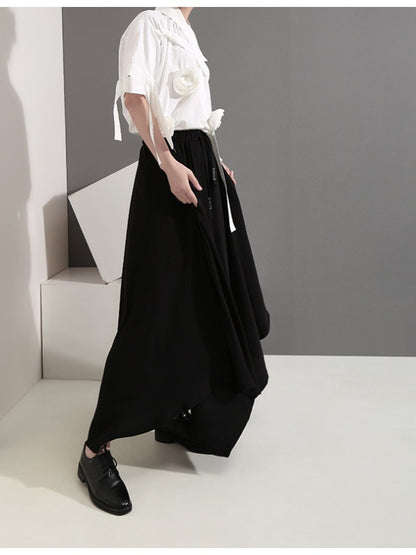 BLACK EMPIRE CASUAL CROPPED WIDE-LEG PANTS