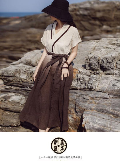 Original Gradient Belted Maxi Dress