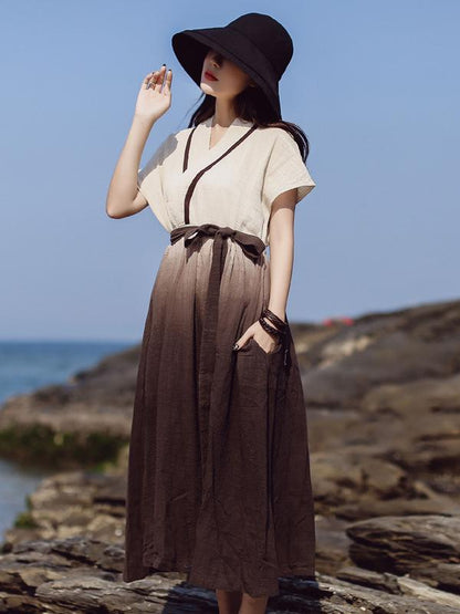Original Gradient Belted Maxi Dress