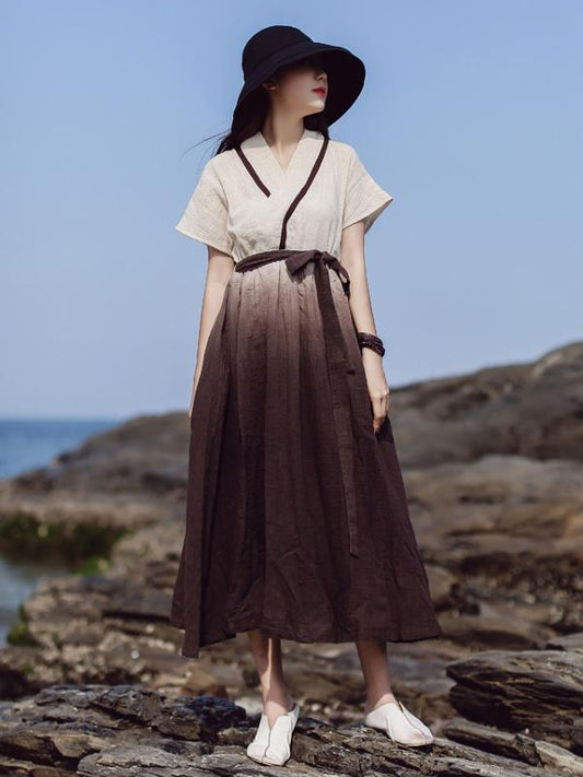 Original Gradient Belted Maxi Dress