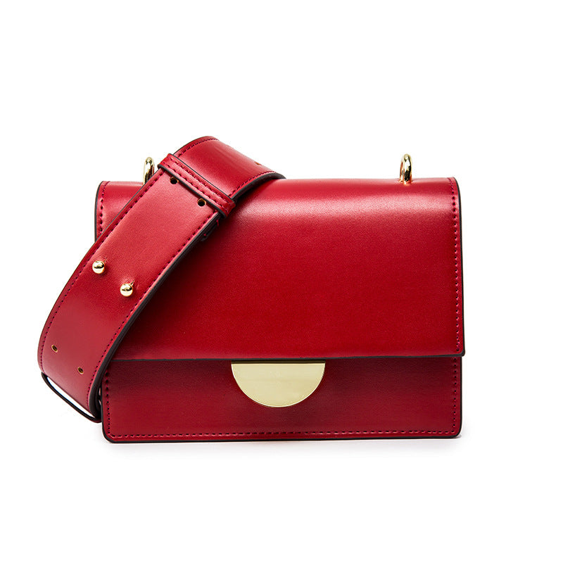 Semi-circle buckle shoulder slung small square bag