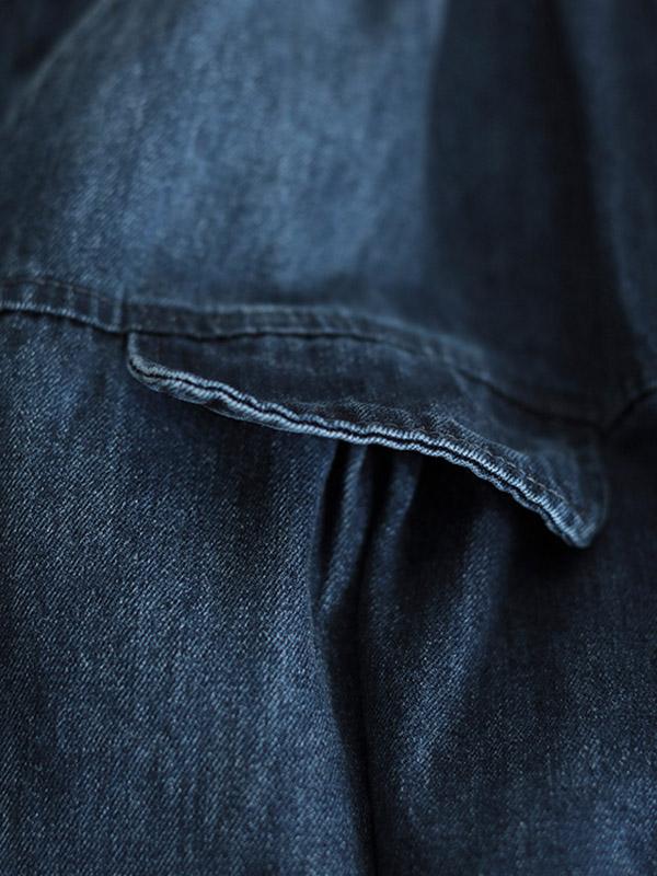 Leisure Solid Denim Puff Pants Bottoms