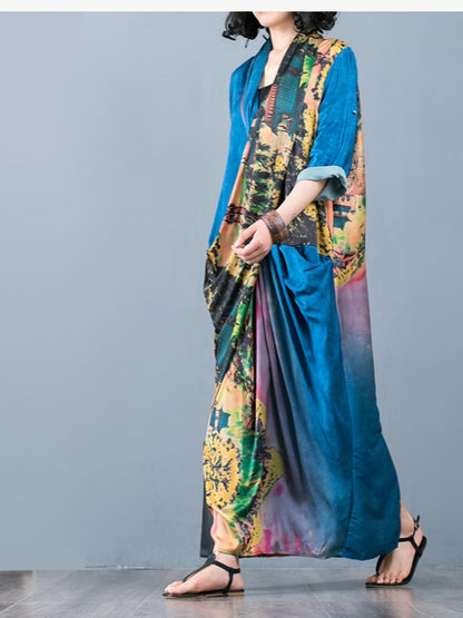 CASUAL SPLIT-JOINT SILK LONG DRESS