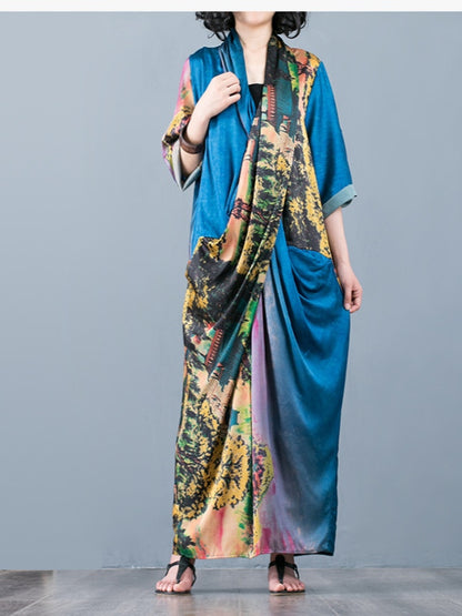 CASUAL SPLIT-JOINT SILK LONG DRESS