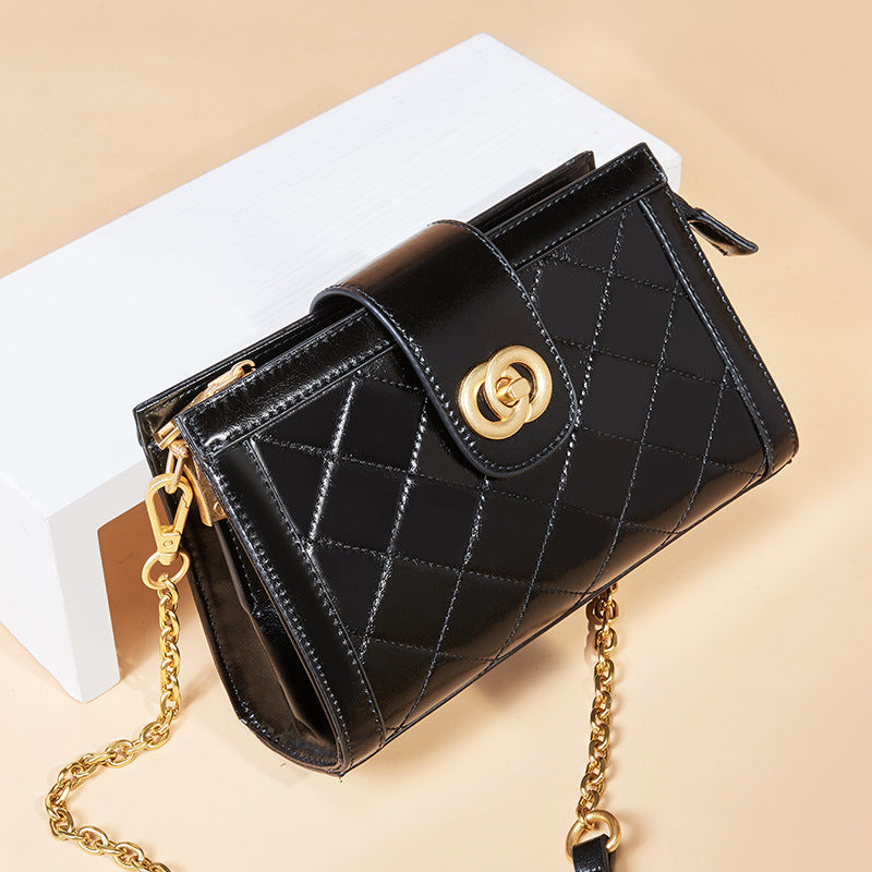 Leather rhombus messenger bag