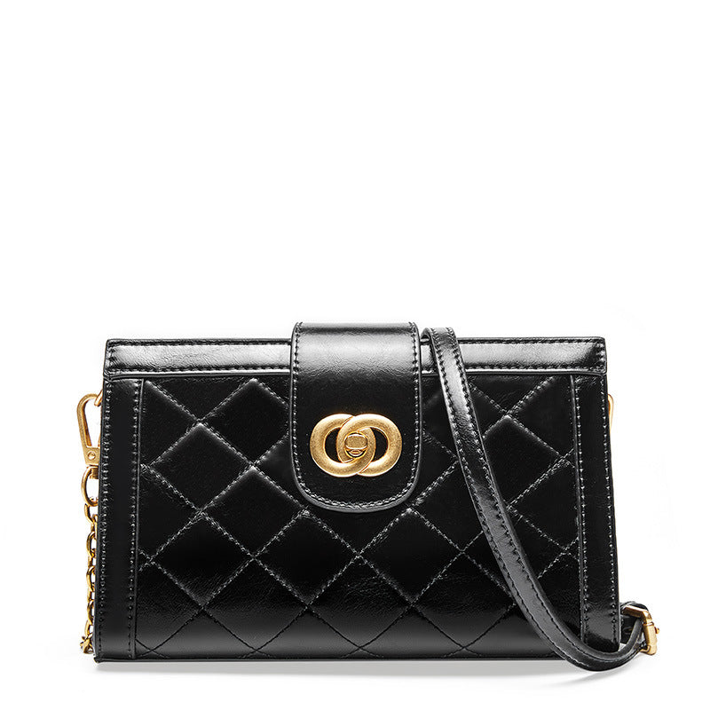 Leather rhombus messenger bag