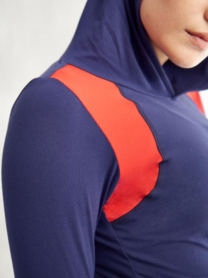 Wrap Breathable Contrast Color Hooded Sports Sweatshirts