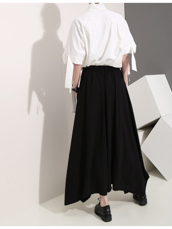 BLACK EMPIRE CASUAL CROPPED WIDE-LEG PANTS