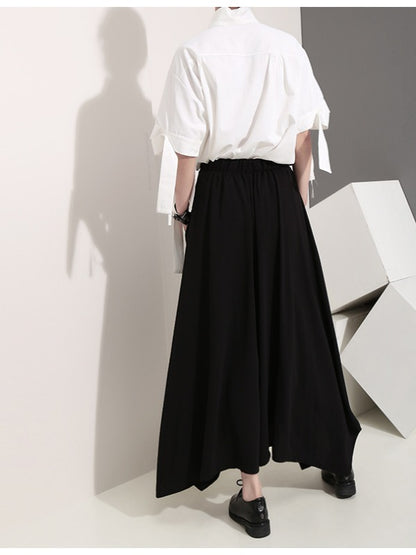 BLACK EMPIRE CASUAL CROPPED WIDE-LEG PANTS