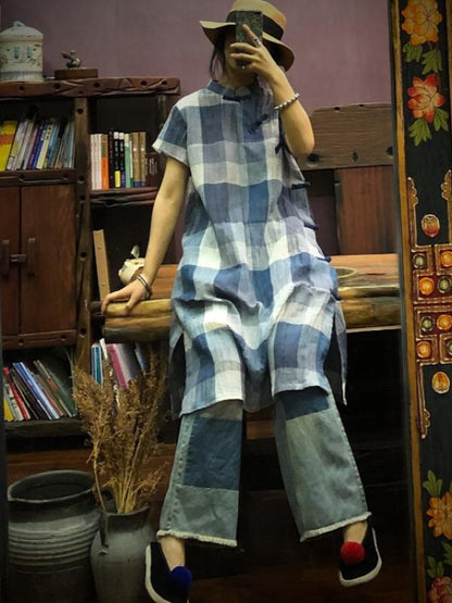 ORIGINAL DESIGNED PLAID BUTTON DRESS