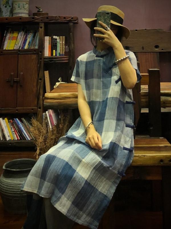 ORIGINAL DESIGNED PLAID BUTTON DRESS