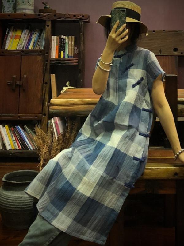 ORIGINAL DESIGNED PLAID BUTTON DRESS