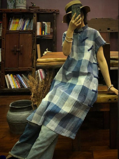 ORIGINAL DESIGNED PLAID BUTTON DRESS