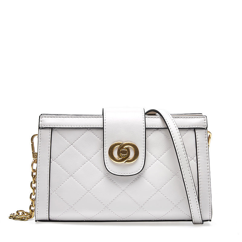 Leather rhombus messenger bag