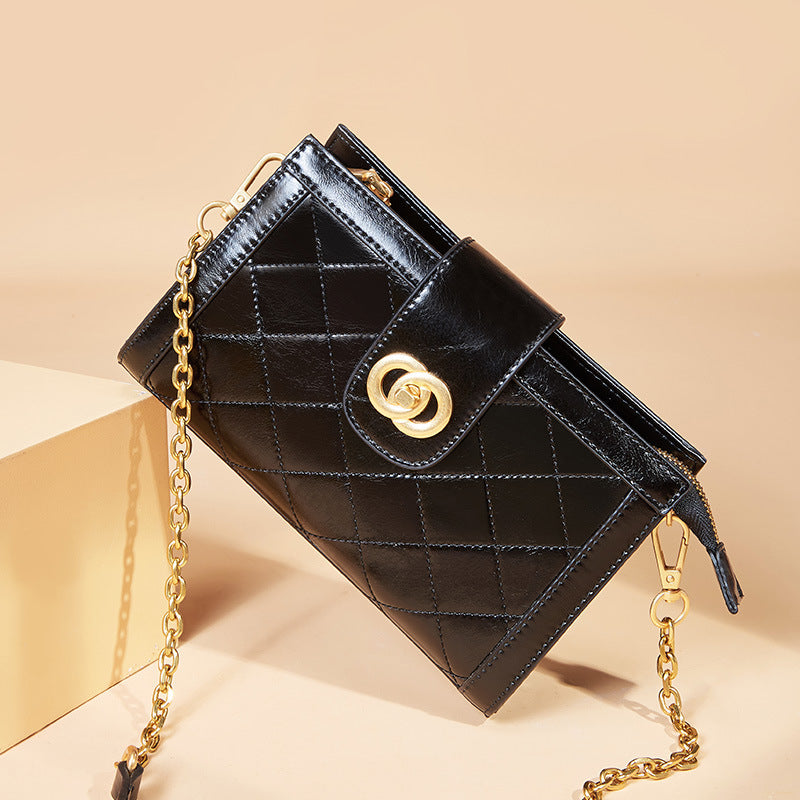 Leather rhombus messenger bag