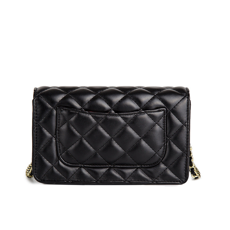 Pearl lock chain shoulder slant small square bag