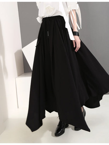 BLACK EMPIRE CASUAL CROPPED WIDE-LEG PANTS