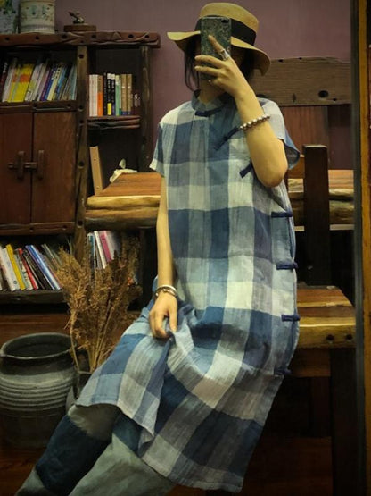 ORIGINAL DESIGNED PLAID BUTTON DRESS