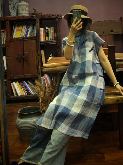 ORIGINAL DESIGNED PLAID BUTTON DRESS