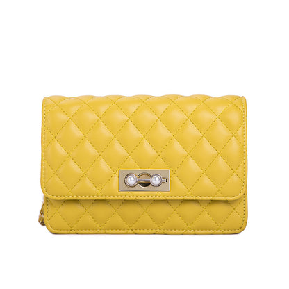 Pearl lock chain shoulder slant small square bag