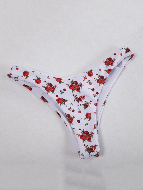 Floral-Print Triangle Split Bikini Swimsuit