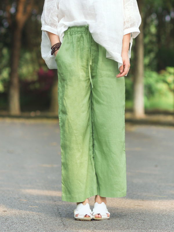 VINTAGE LINEN DRAPE WIDE LEG PANTS