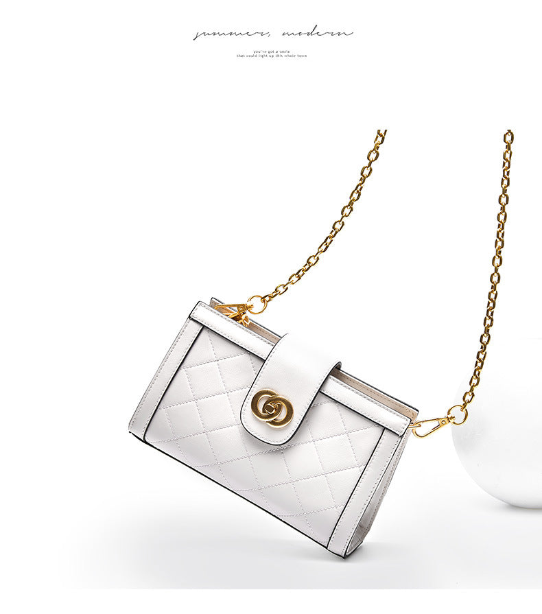 Leather rhombus messenger bag