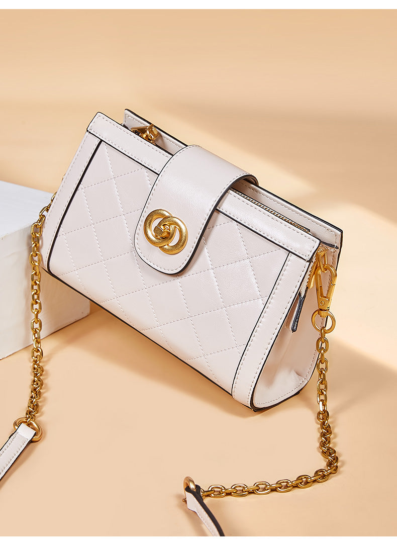 Leather rhombus messenger bag