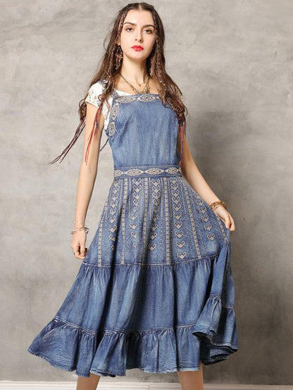 Original Vintage Embroidery Falbala Dress